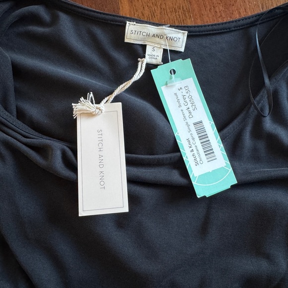 Stitch and Knot Christiane Cupro Single Sleeve Dark Grey Bodysuit - Picture 5 of 9